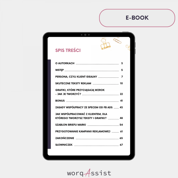 Spis Treści ebooka E-book + nagranie Skuteczne teksty i grafiki reklam na Facebooku i Instagramie w praktyce